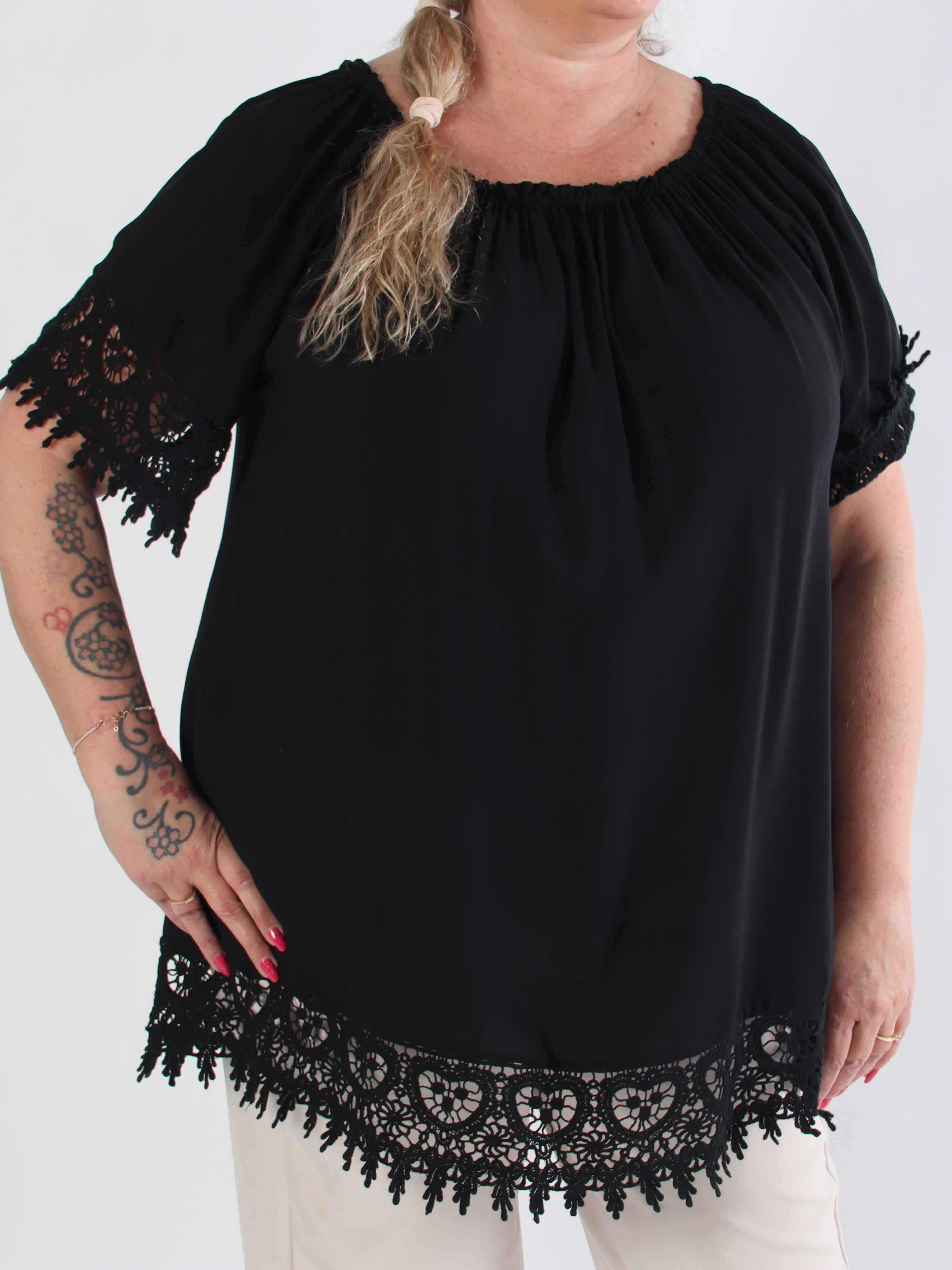 Carnelia - Tunikaklänning i viskos i plus size med broderade kanter